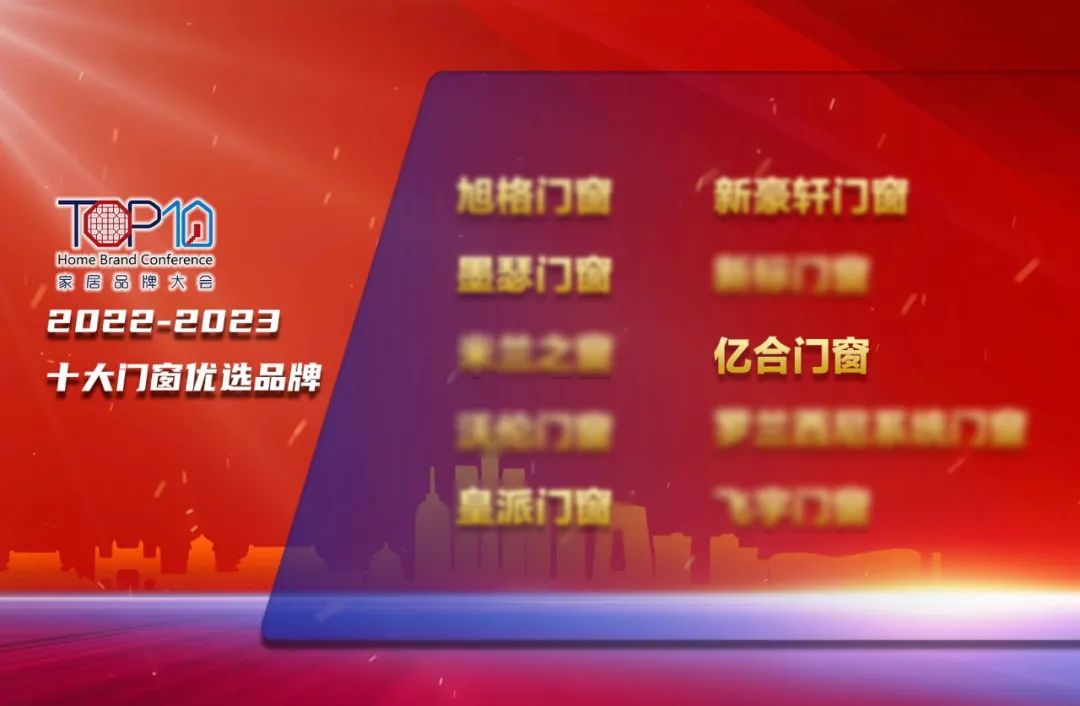 億合門窗榮獲“十大門窗優選品牌”稱號 億合門窗榮獲“十大門窗優選品牌”稱號